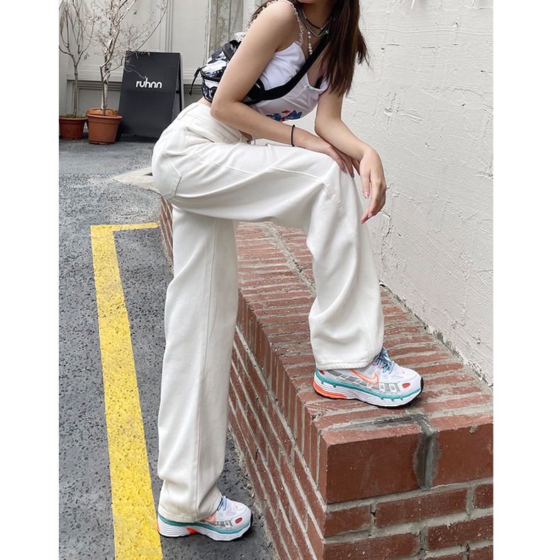 Quần jean lưng cao màu sắc đơn giản dành cho nữ