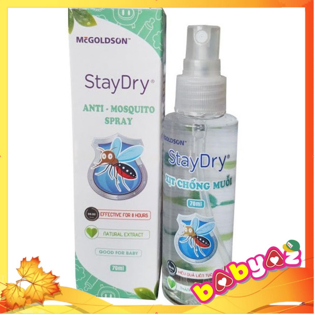 Chai Xịt Chống Muỗi Và Côn Trùng StayDry 70ml( Chai Dạng Xịt ) An Toàn Cho Trẻ Em