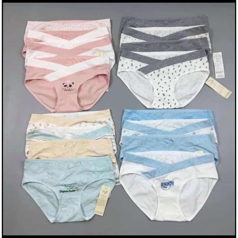 Set 4 Quần lót bầu siêu yêu cạp chéo cotton