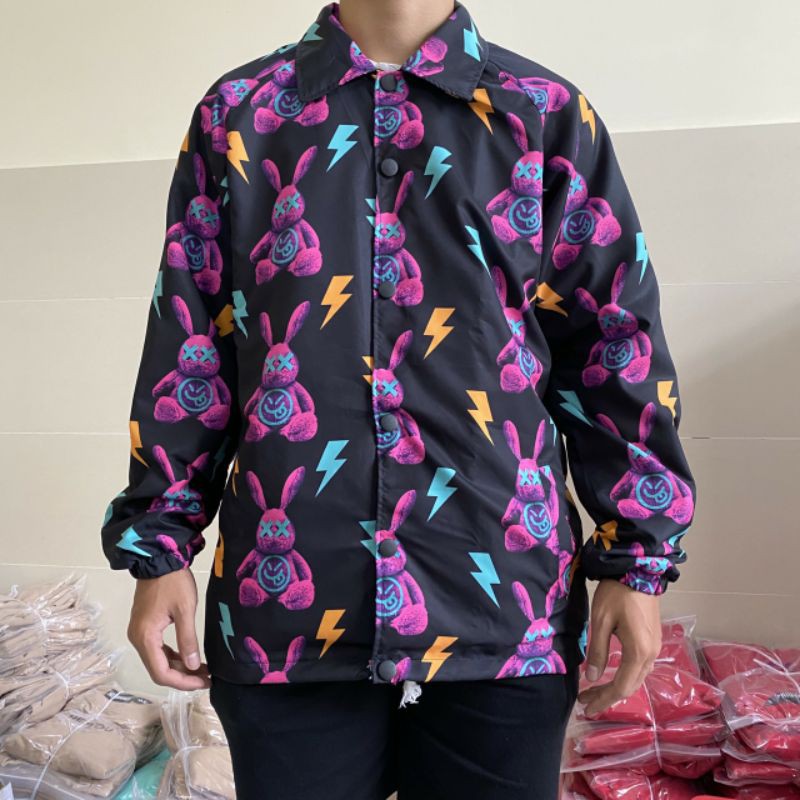 Áo khoác dù jacket THỎ form rộng unisex (Ảnh thật)