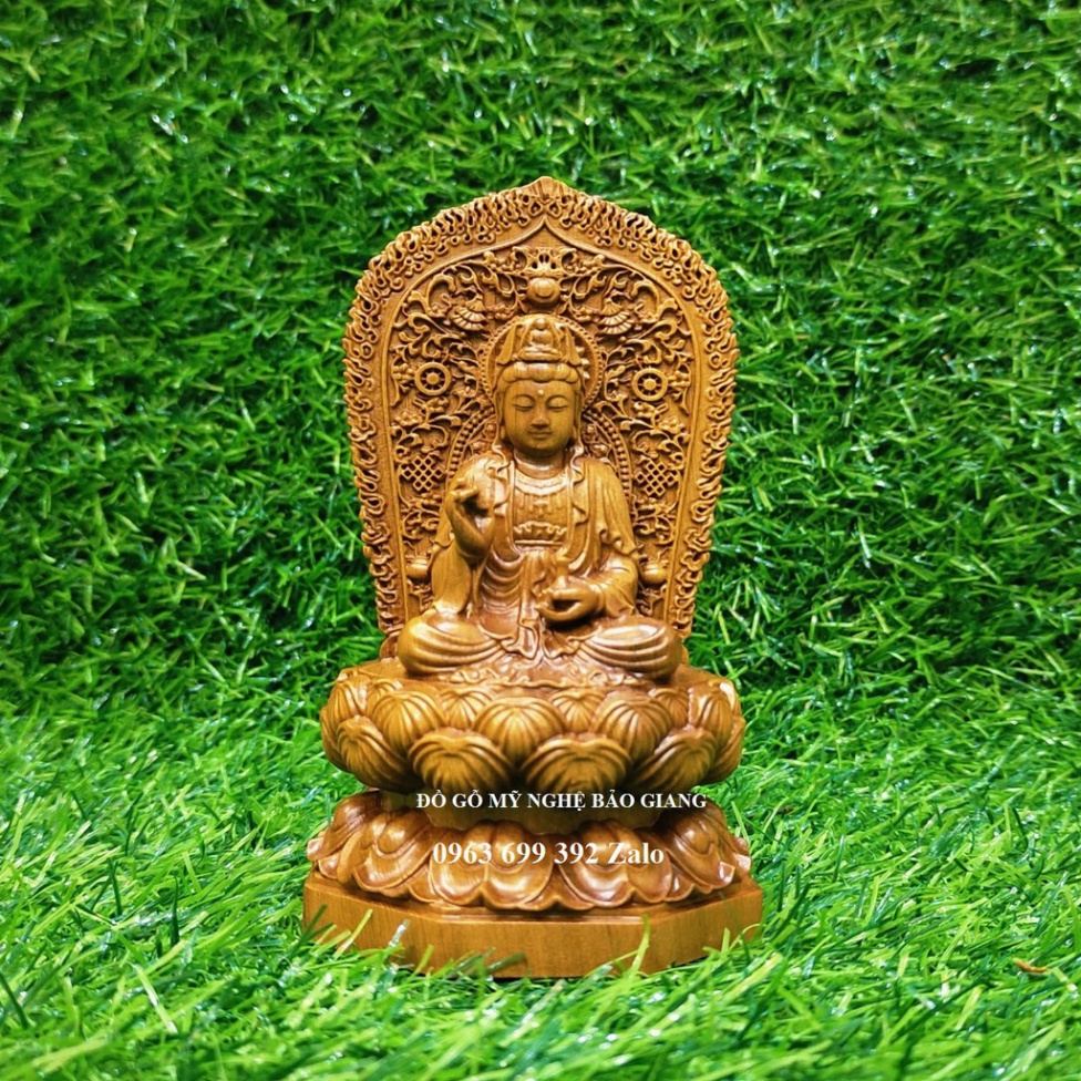 [GIA RE] Tượng phật bà quan âm bằng gỗ khắc 2 mặt