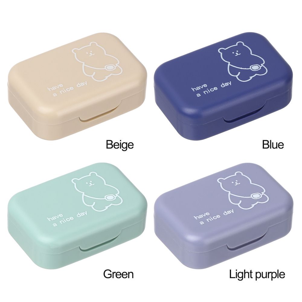 Unmegoni đựng kính áp tròng nhiều màu sắc hình gấu hoạt hình nhỏ dễ thương có gương mang theo khi đi du lịch