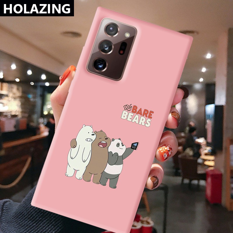 Samsung Galaxy S21 Ultra S8 Plus S10E S10 5G Note 20 10 Plus 9 8 Candy Color Phone Cases vỏ điện thoại Cute We Bare Bears Soft Silicone Cover