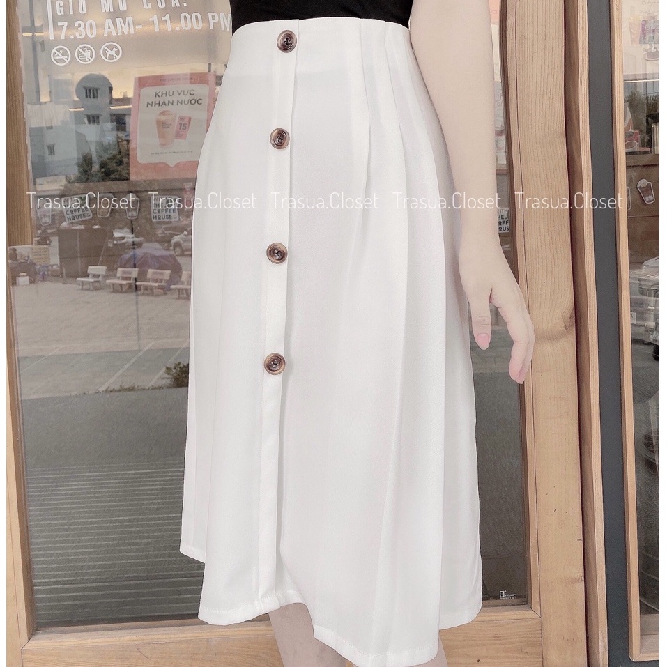 Chân váy dài qua gối xếp ly chuẩn Trà Sữa Closet váy dáng dài công sở hàn quốc đủ size tới 60kg vải đẹp dày dặn TS015 | BigBuy360 - bigbuy360.vn