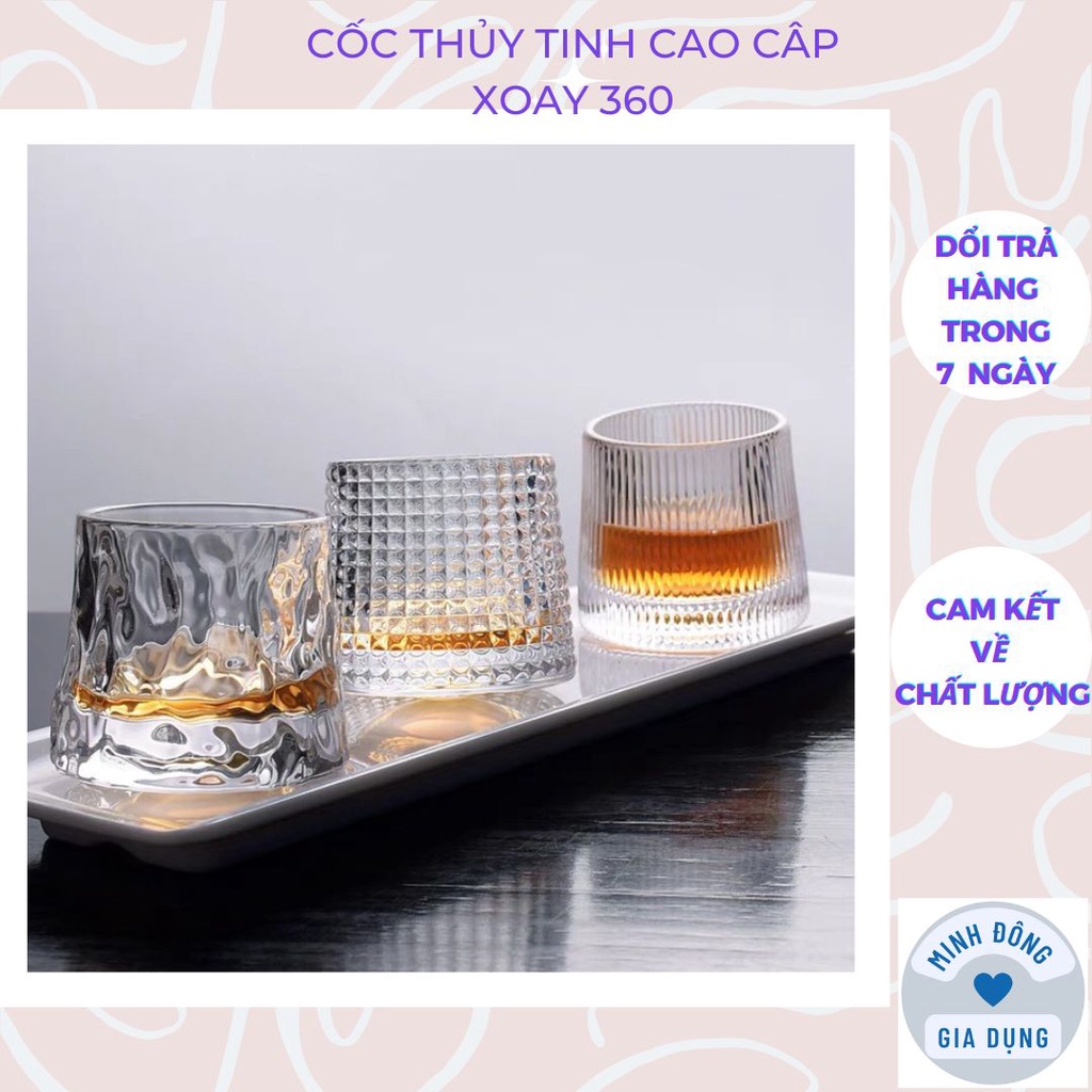 Cốc thủy tinh cao cấp đế lồi 170ml, Ly ngoại họa tiết hiện đại dày dặn