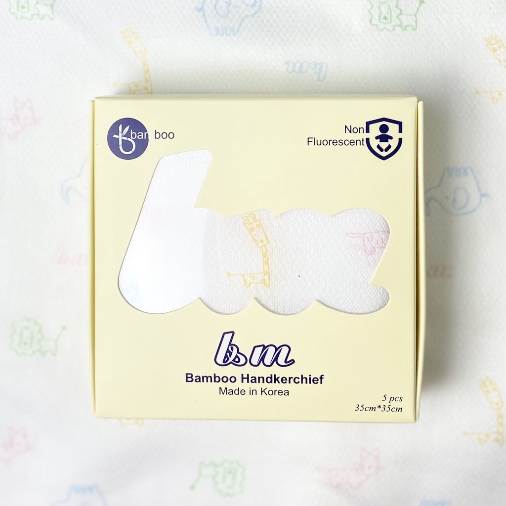 Khăn sữa sợi tre KHÔNG HUỲNH QUANG BnM Made in Korea 35 x 35cm