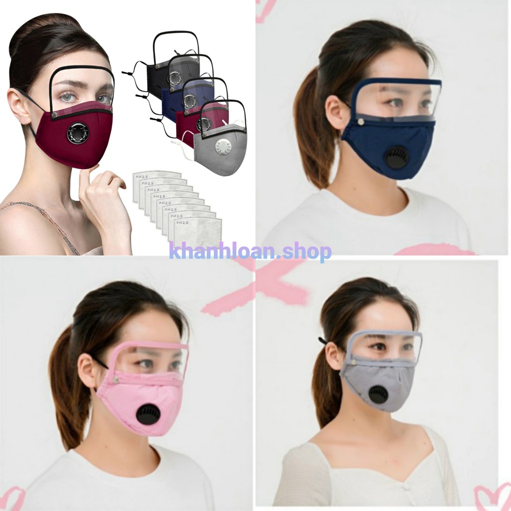 Khẩu trang cotton có kính tháo lắp dễ dàng kèm thêm miếng lót PM2.5 | WebRaoVat - webraovat.net.vn