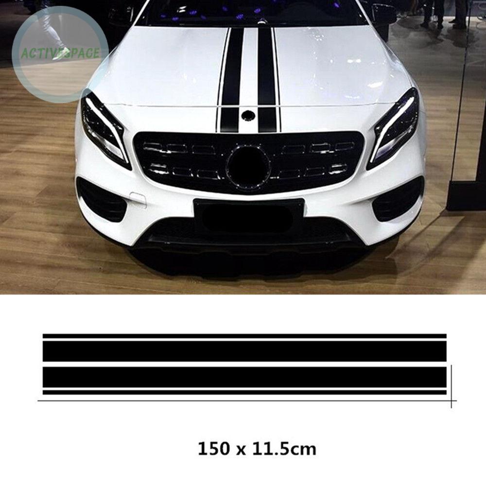 1 Set 150cm Decal Kẻ Sọc Màu Đen Dán Nắp Capo Xe Hơi Mercedes Benz A C Cla Gla Glc Class