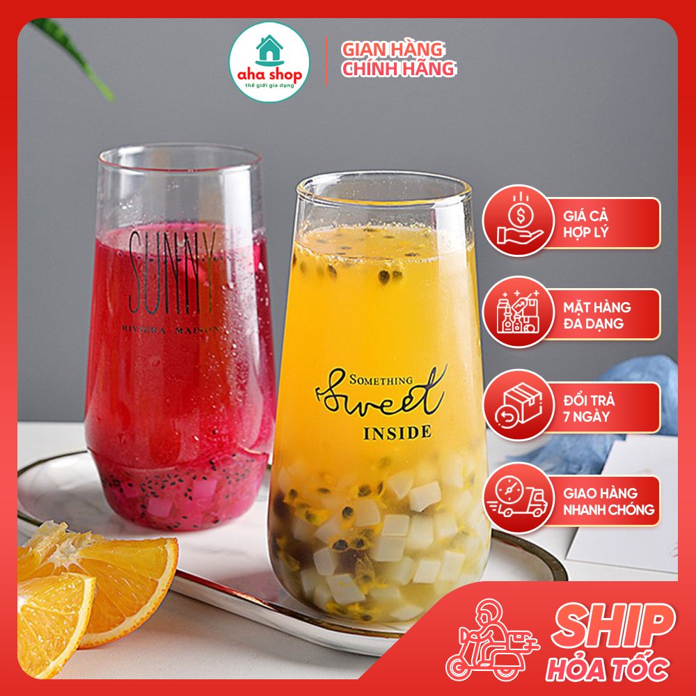 Ly Thủy Tinh Dễ Thương Trong Suốt Cao Cấp, Cốc Chịu Nhiệt Sweet Phong Cách Hàn Quốc