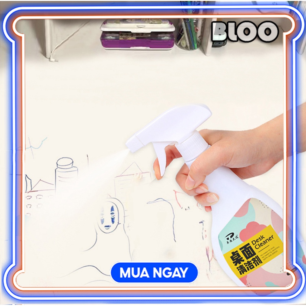 Dung Dịch Vệ Sinh Tẩy Sạch Vết Bẩn Bề Mặt Gỗ Trên Bàn Làm Việc, Bàn Học 500ML Bloo16