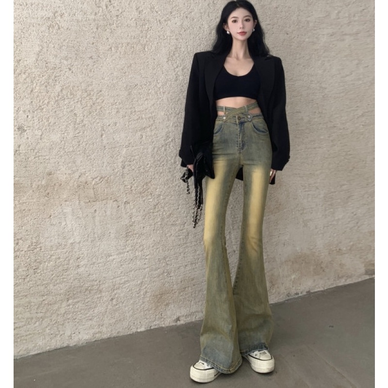 Quần Jeans Nữ Lưng Cao Ống Đứng Thời Trang