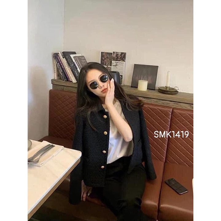 SMK1419- ÁO KHOÁC DẠ ĐEN DÁNG VEST