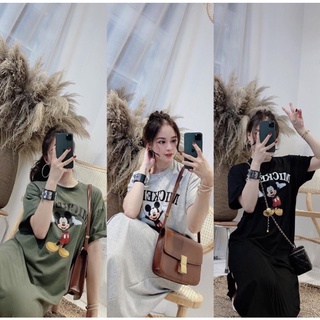 Váy đầm suông cotton in hình Mickey hot hit 2021 xinh đẹp xỉu