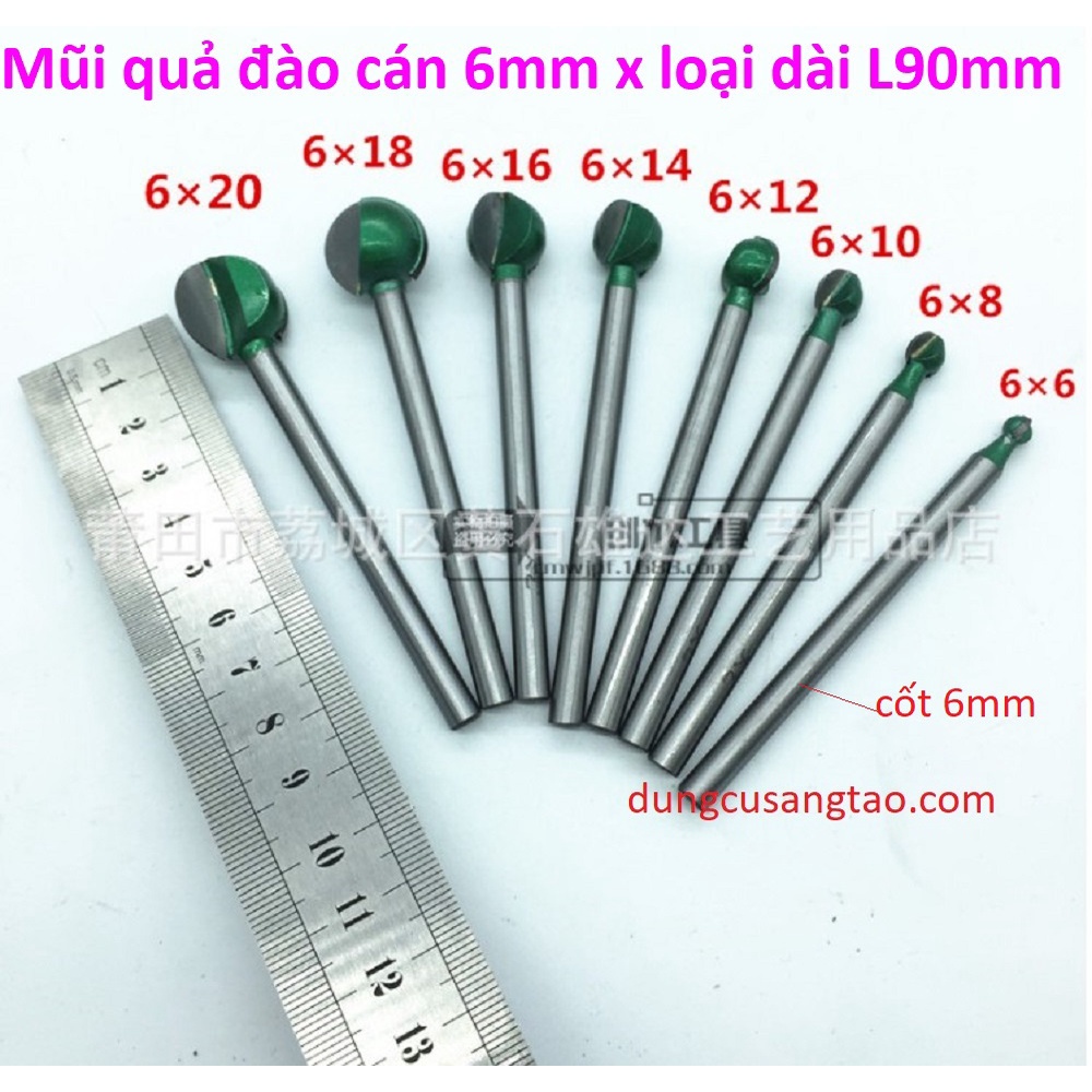 Mũi phá thô quả đào cán 6mm loại dài L90mm