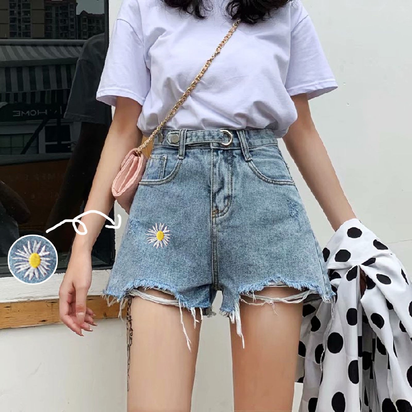 Quần Short Denim Lưng Cao Thời Trang Hè 2021 Phong Cách Hàn Quốc Cho Nữ | BigBuy360 - bigbuy360.vn