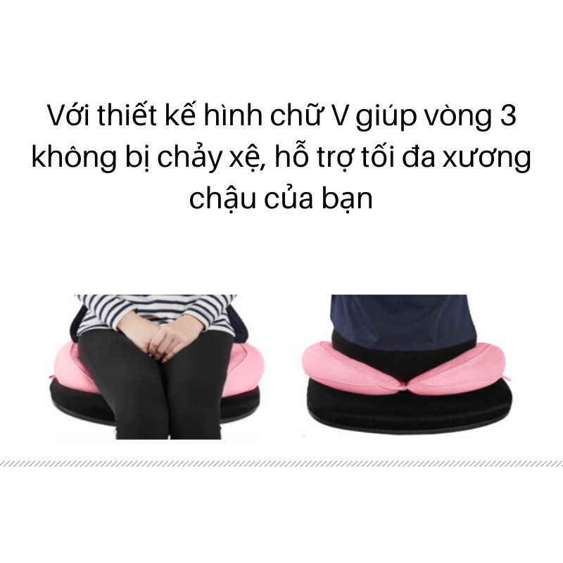 Đệm Lót Ghế Văn Phòng ❤️ Mẫu Mới ❤️ Nệm Mông Mủ Cao Su Hình Chữ V Cho Vòng 3 Không Chảy Xệ