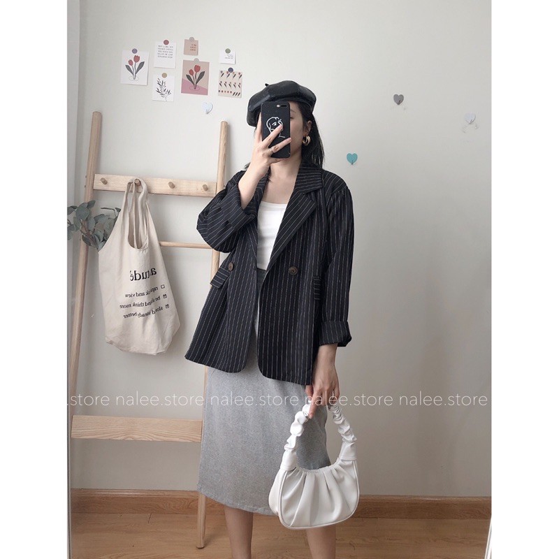 Áo blazer kẻ sọc