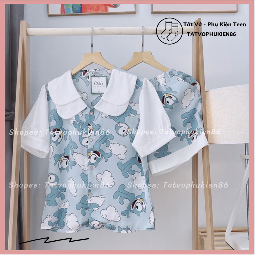 Bộ pijama lụa -cộc tay SALE Bộ mặc nhà nữ nhiều hình xinh xắn bigsize dễ thương mùa hè mặc nhà