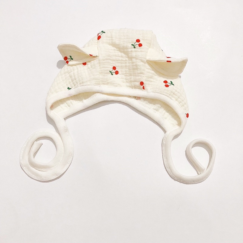 Mũ Bonnet chất liệu xô muslin hoạ tiết xinh xắn cho bé