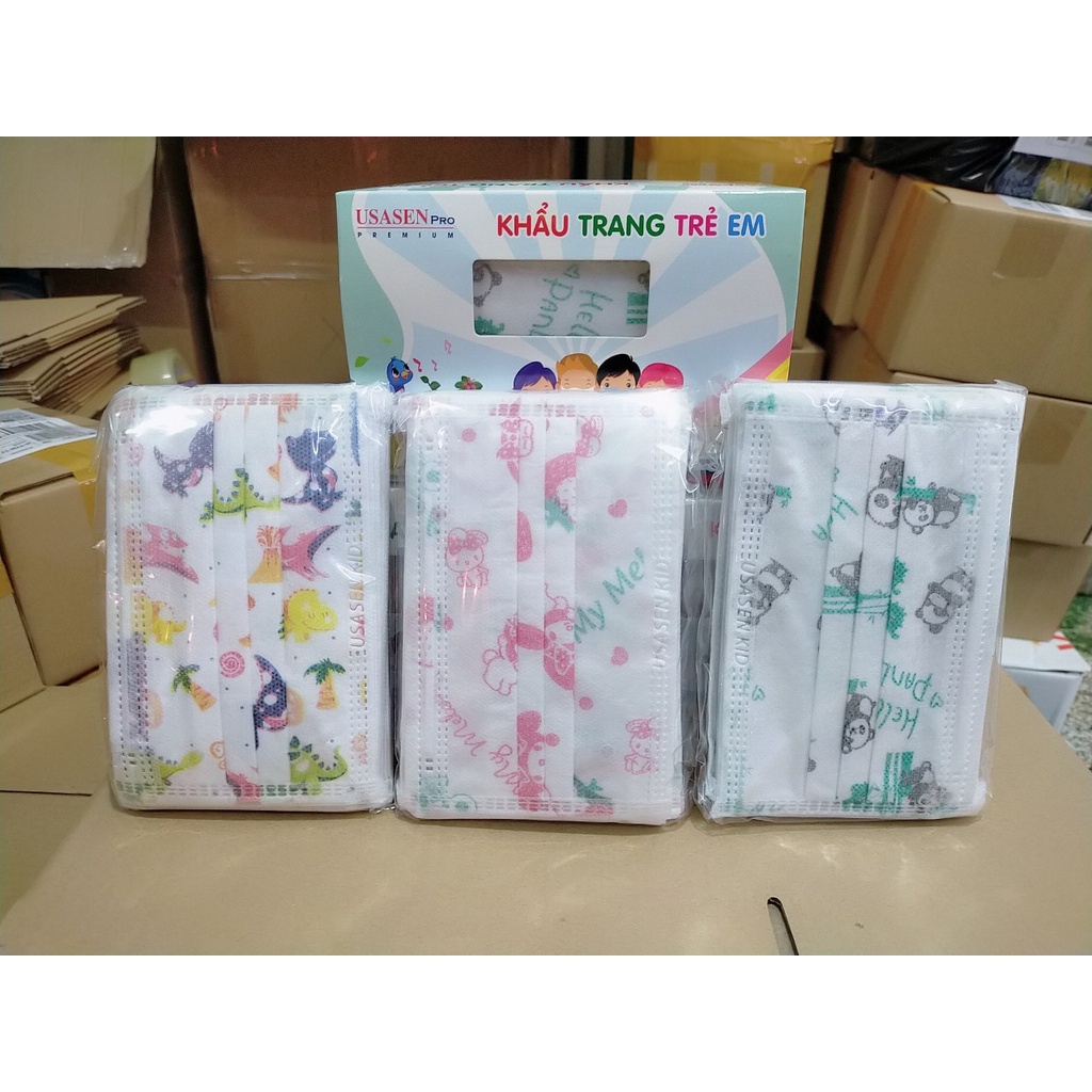 Hộp 50 cái cho bé Khẩu trang y tế kháng khuẩn 3 lớp, thương hiệu USESEN