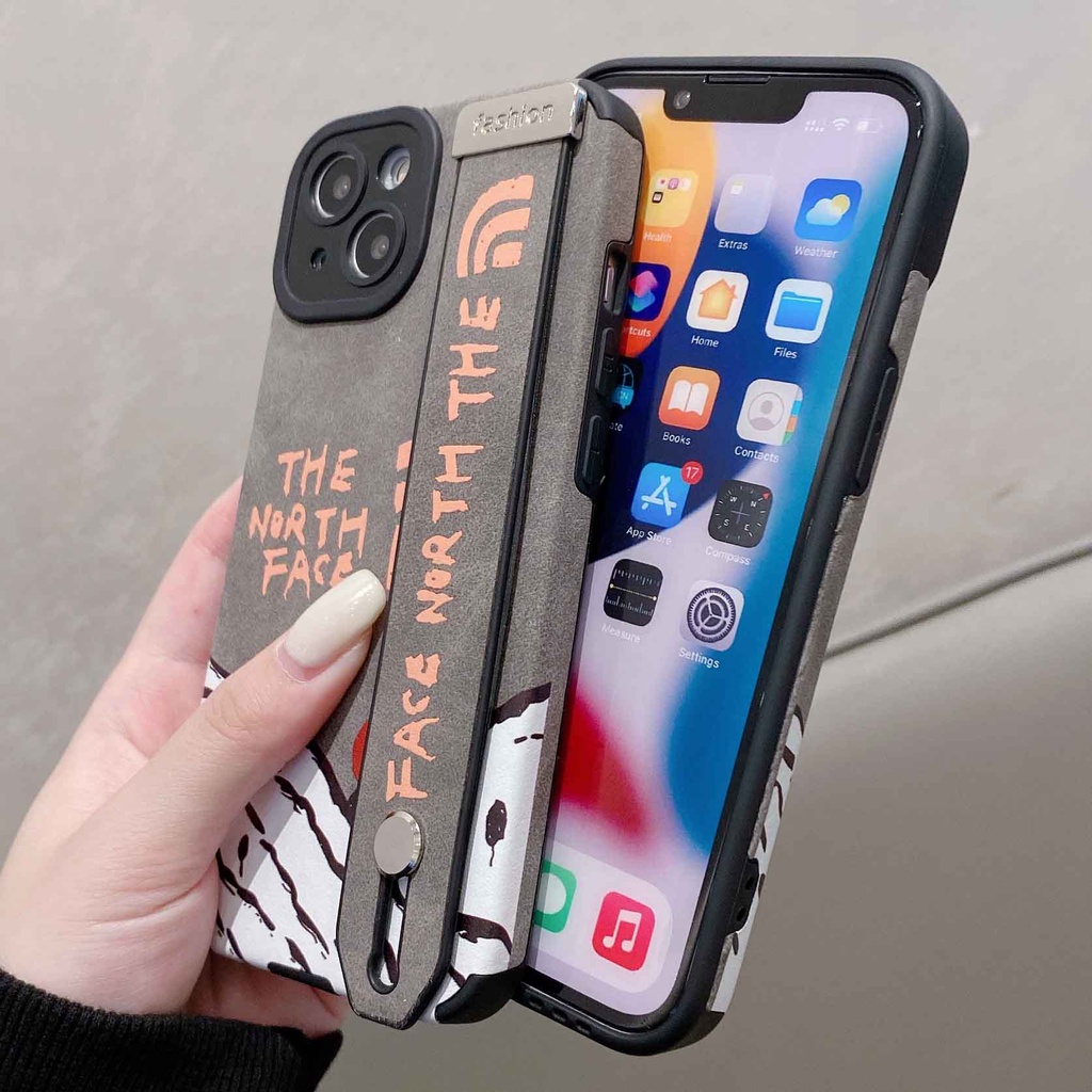 Ốp Điện Thoại Da Lộn In Hình Hoàng Hôn Đỏ Có Dây Đeo Cổ Tay Cho iPhone 14ProMax 13 12Pro 11Promax 7P XS XR