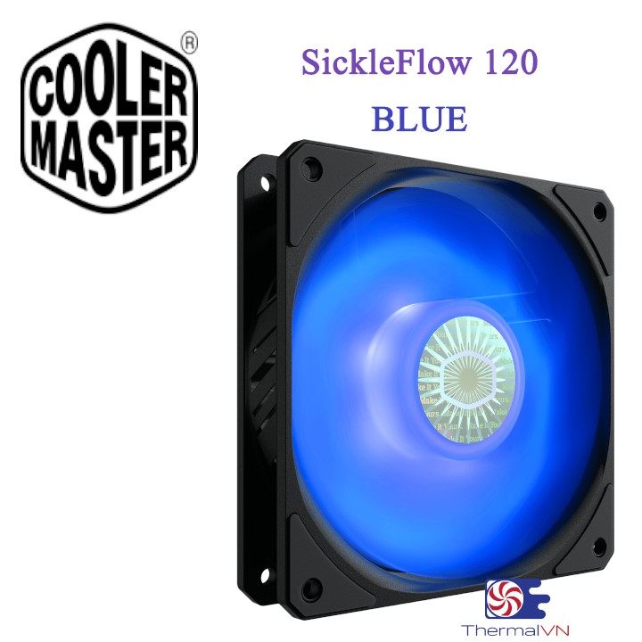 Quạt fan case 12cm Cooler Master SickleFlow 120 Blue - Sức gió tốt, quay êm, bền bỉ, đèn led đơn xanh dương