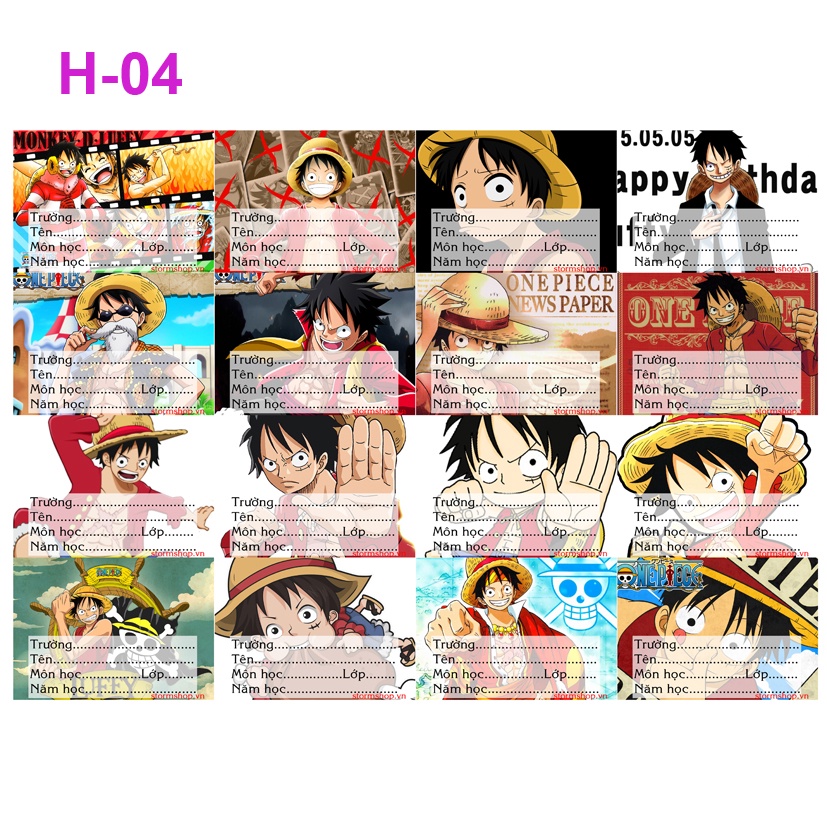 Nhãn vở anime One Piece - 1 set 16 hình