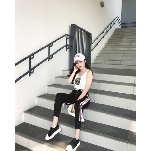Giày thể thao nữ slip on dáng cơ bản chất vải mềm nâng đế 3p êm chân, giày sneaker nữ thon gọn nhẹ thời trang