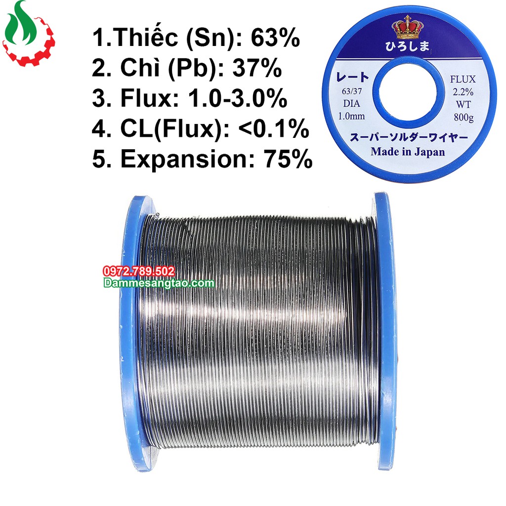 Thiếc hàn chì hàn JAPAN cao cấp SN63% siêu bóng siêu nhẹ lửa
