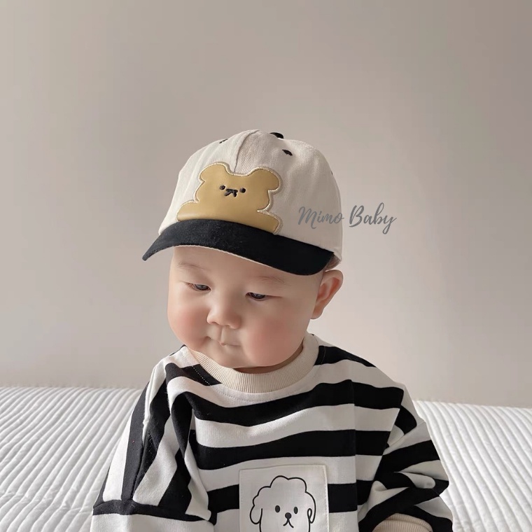Mũ nón lưỡi trai vành ngắn hình chú gấu đáng yêu cho bé MH171 Mimo Baby