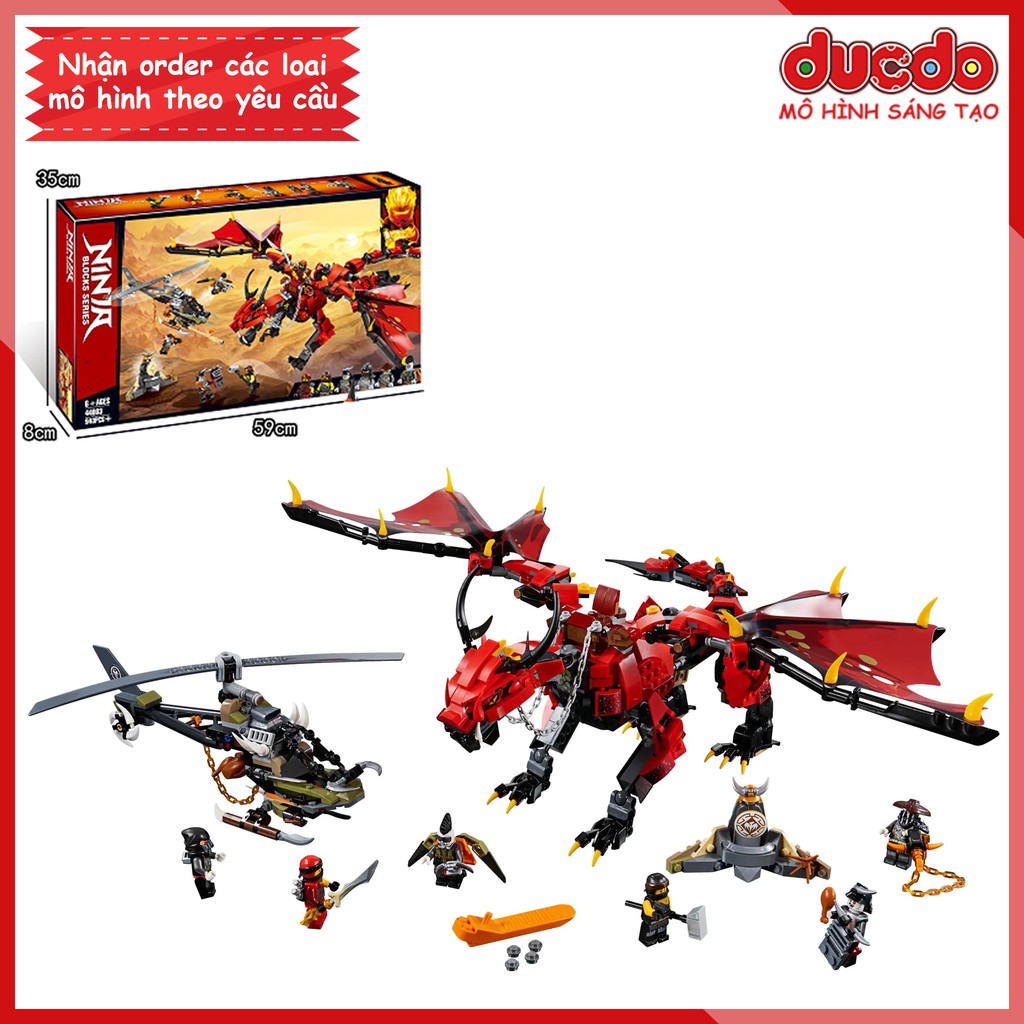 ZIMO 44003 Lắp ghép Ninjago Rồng đỏ Firstbourne - Đồ chơi Xếp hình Mô hình Ninja 70653 LEPIN 06081