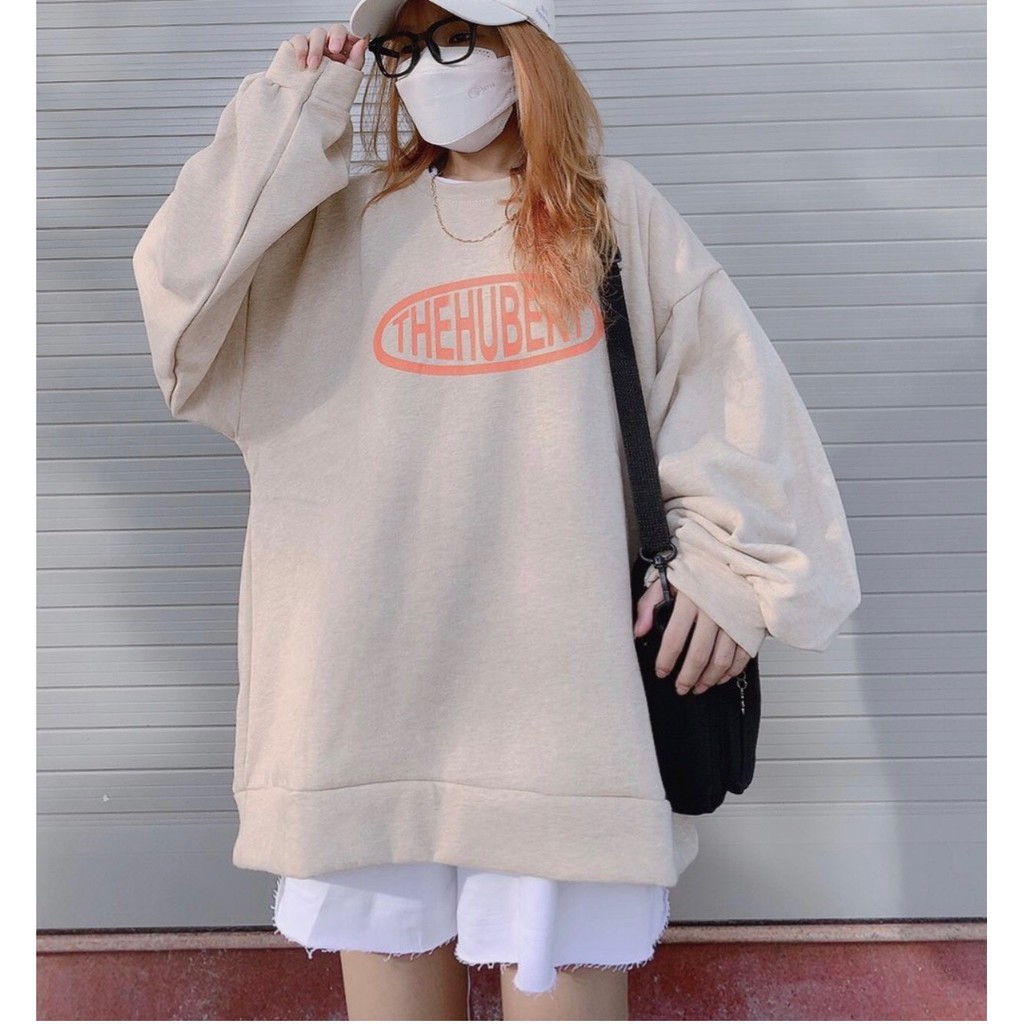 Áo nỉ THEHUBEST nữ, Sweater unisex dáng rộng tay bồng Ullzang Hàn Quốc