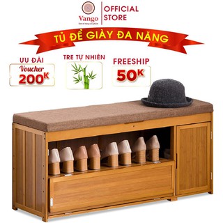 Tủ giày thông minh VANGO V24 gỗ tre tự nhiên cao cấp, siêu tiết kiệm diện tích, phong cách hiện đại