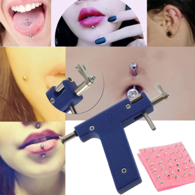 Bộ Súng Bấm Lỗ Tai Chuyên Dụng Với 98 Đinh Tán Xỏ Khuyên Tai Mũi Tai Cơ Thể Không Đau An Toàn