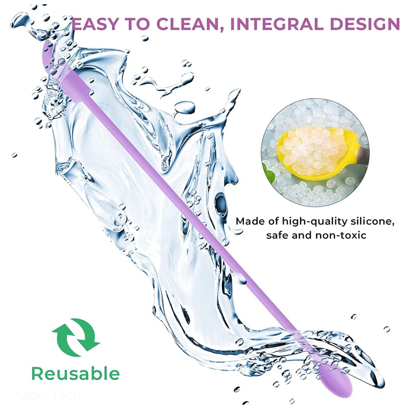 Set 4 Muỗng Silicone Mini Hai Đầu Dùng Trộn Kem / Nấu Ăn Tiện Dụng