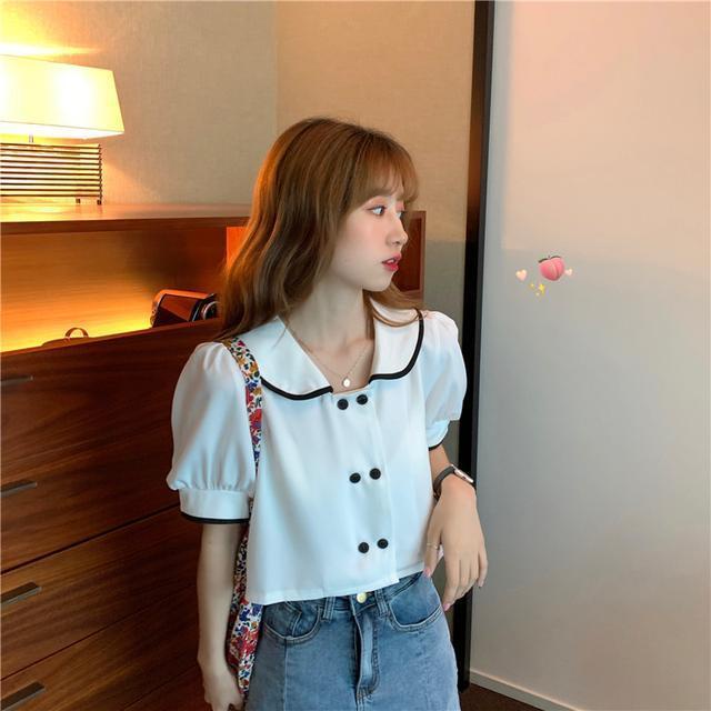 Áo Sơ Mi Cổ Búp Bê Tay Ngắn Phồng JL-TX-318