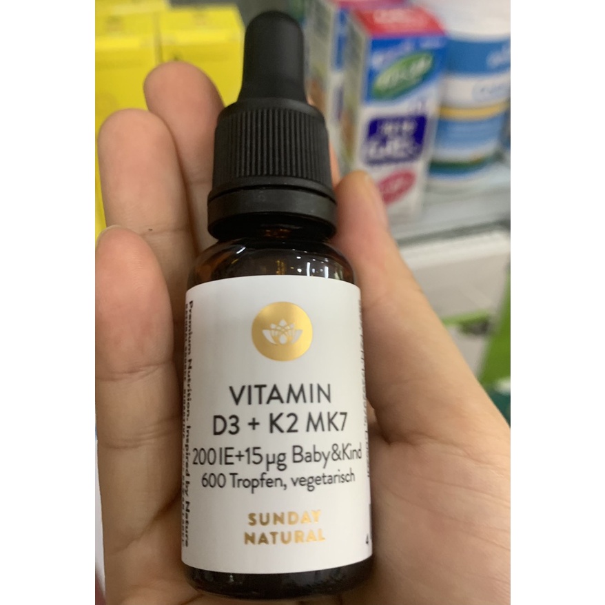 Vitamin tăng chiều cao D3 + K2 MK7 Sunday Natural 200 IE Đức