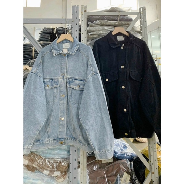 Áo khoác jean trơn form rộng oversize nam nữ chất đẹp