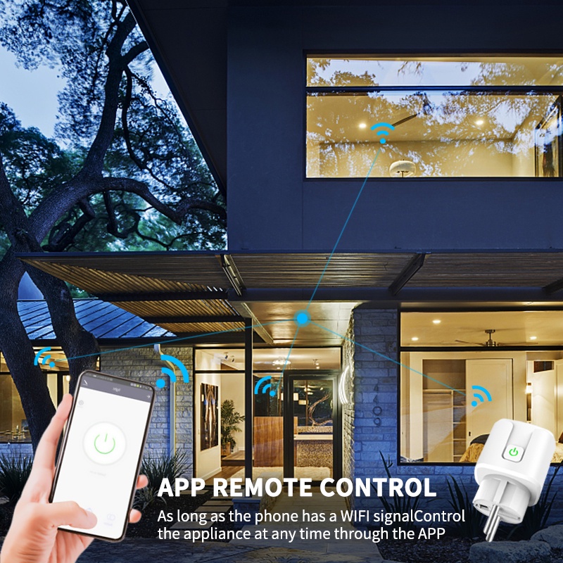 AUBESS TUYA WIFI Bluetooth Không Dây Thông Minh Ổ Cắm Điện 20A EU Cắm Làm Việc với Alexa Google Trợ Lý