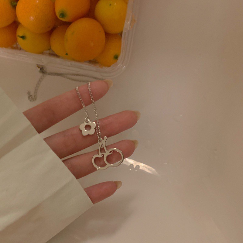 Dây chuyền mặt hình quả cherry phong cách hip hop thời trang đơn giản 191152