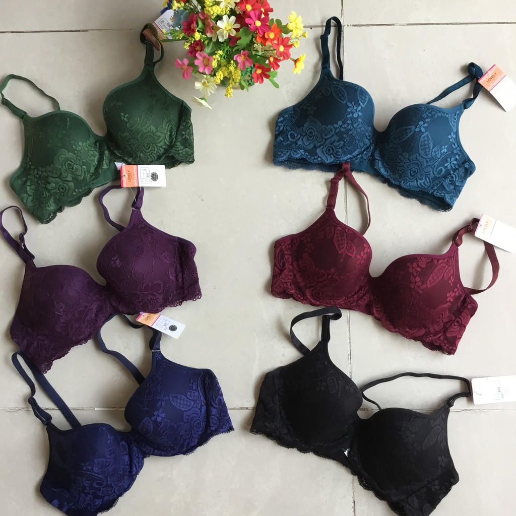 Áo Ngực Ren Lovely Mút Ép Mỏng Gọng Nhựa Đúc Bên Trong