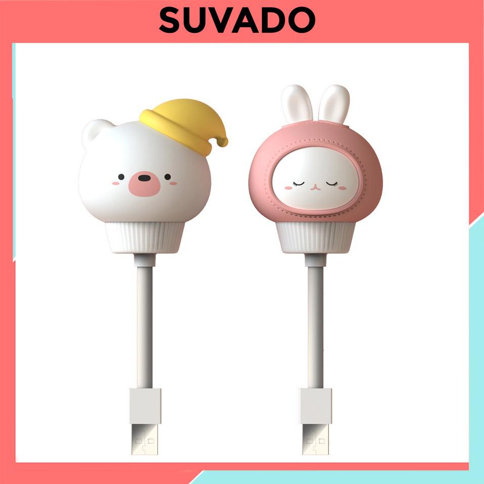 Đèn ngủ đẹp Hình Thú Dễ Thương mini có điều khiển từ xa remote cắm điện usb hình con gấu con thỏ cute V005 SUVADO