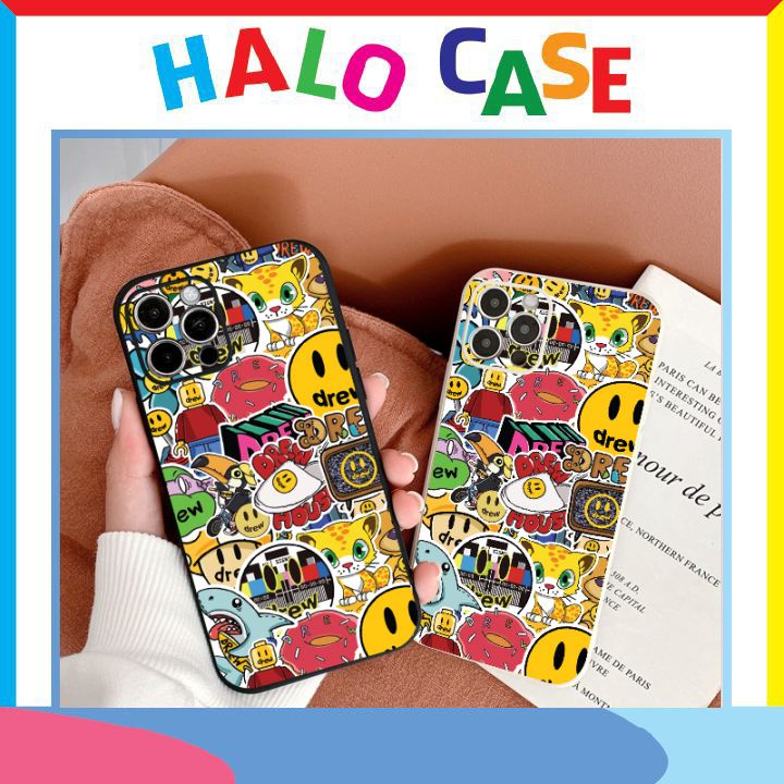 Ốp lưng iphone cạnh vuông lỗ camera sticker drew 6plus/6s/6splus/7/7plus/8/8plus/x/xs/11/12/pro/max/plus/promax-Halocase