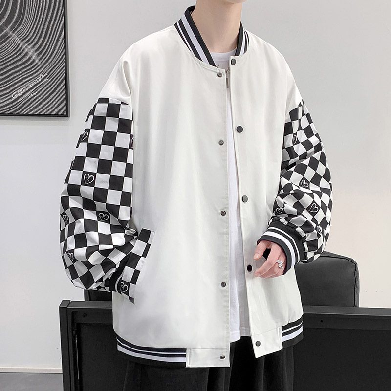 Áo Khoác Bóng Chày Kẻ Sọc Caro Phong Cách Hàn Quốc vintage Đường Phố unisex Ngoại Cỡ S-XXXL