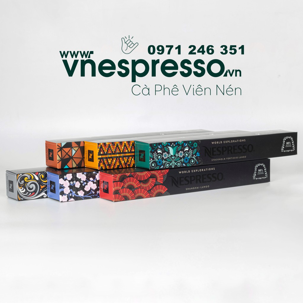 Viên nén cà phê Nespresso dòng LUNGO - Nespresso World Explorations - Định dạng dài - Hộp 10 viên