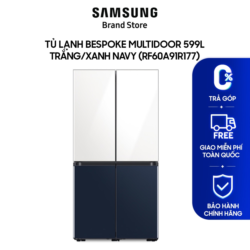 Tủ lạnh BESPOKE Multidoor Samsung 599L Trắng/Xanh Navy RF60A91R177