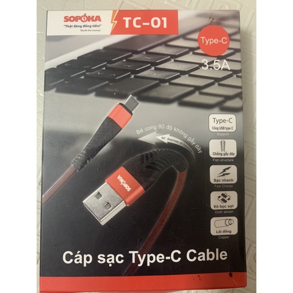 Dây sạc Type-C cable Sopoka chính hãng
