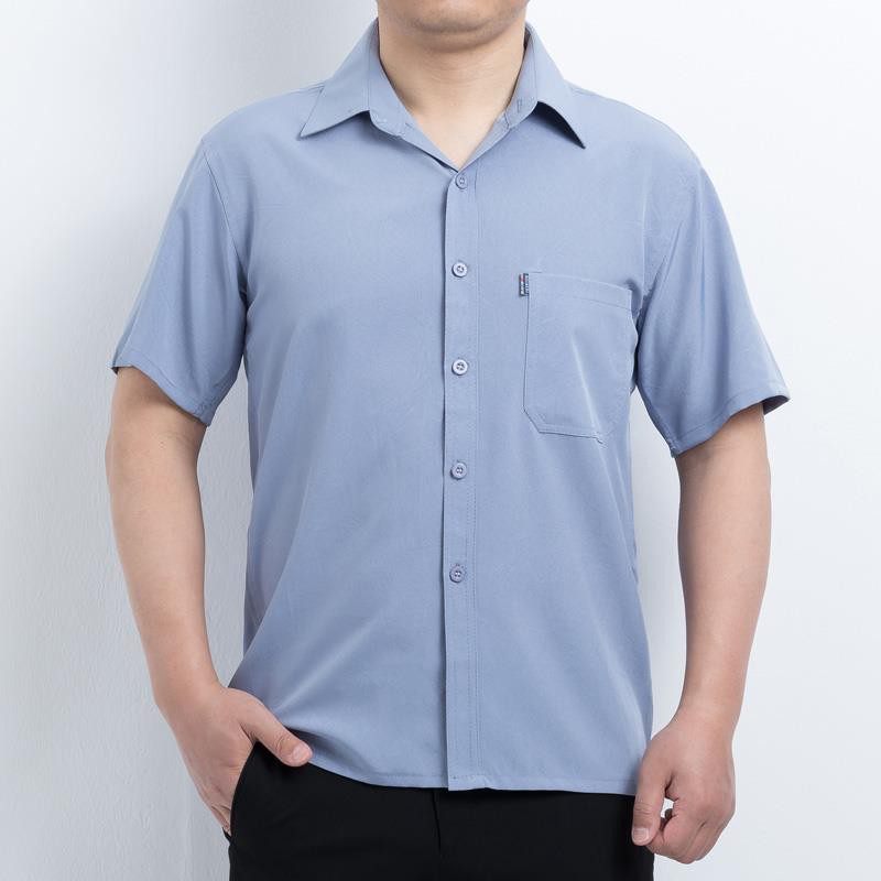 Áo sơ mi trung niên ngắn tay nam mỏng phù hợp với bố mùa hèáo ngắn tay cho nam trung niên và cao tuổi Mùa hè màu tinh kh