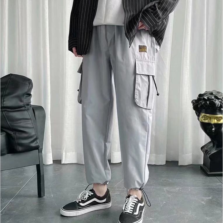 quần jogger nam thời trang quần túi hộp phong cách Hàn Quốc from rộng quần thể thao nam dàifrom rộng unisex quần dài nam thể thao
