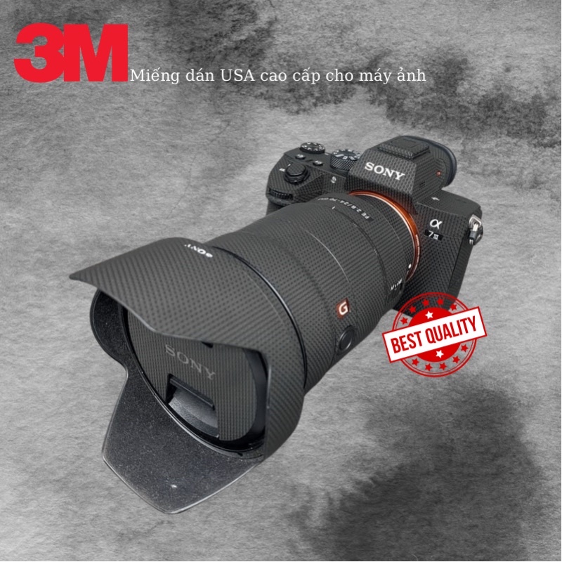 Miếng Dán Skin Máy Ảnh 3M - Mẫu Matrix Black vân nổi- Cho máy ảnh Sony Mirroless và ống kính...